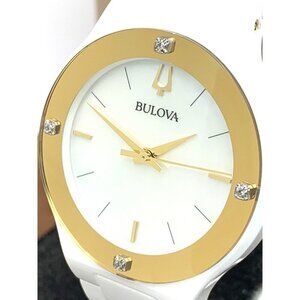 Bulova Women's Watch 98R292 Millennia Quartz Gold White Dial Ceramic Dial 35mm
